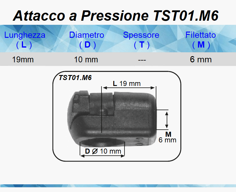 Testina a Pressione TST01 M6 Attacco Rapido per Molle a Gas Ricambio