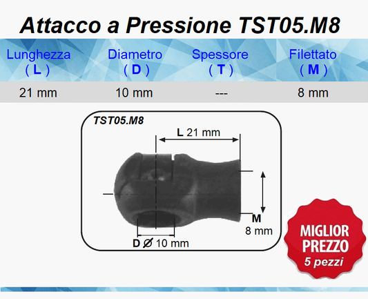 Testina a Pressione TST05.M8 - Attacco Rapido 5 pezzi - Spedizione Gratuita