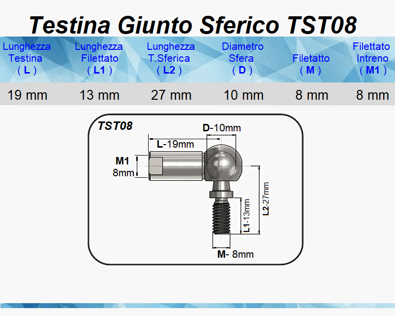 Testina Giunto Sferico TST08  M8