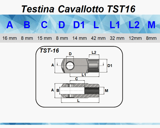 TESTINA CAVALLOTTO PER PISTONE A GAS MOLLA, RICAMBIO